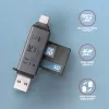 Leitor de cartões Axagon CRE-DAC USB-C + USB-A 5 Gbps MINI 2 slots e LUN SD/microSD USB 3.0 Type-A/Type-C cinzento