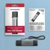 Leitor de cartões Axagon CRE-DAC USB-C + USB-A 5 Gbps MINI 2 slots e LUN SD/microSD USB 3.0 Type-A/Type-C cinzento