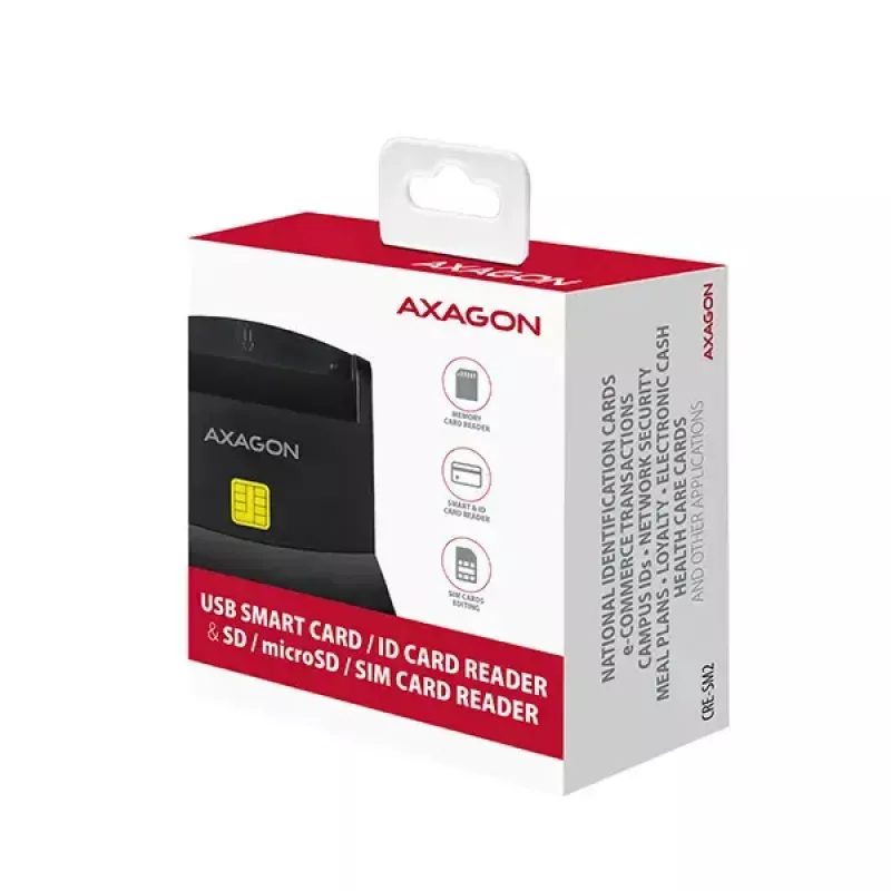 Leitor de cartões smartcard Axagon CRE-SM2 USB 2.0 preto, cabo de 1,3 m