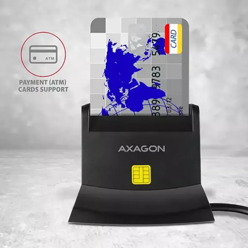 Leitor de cartões smartcard Axagon CRE-SM2 USB 2.0 preto, cabo de 1,3 m