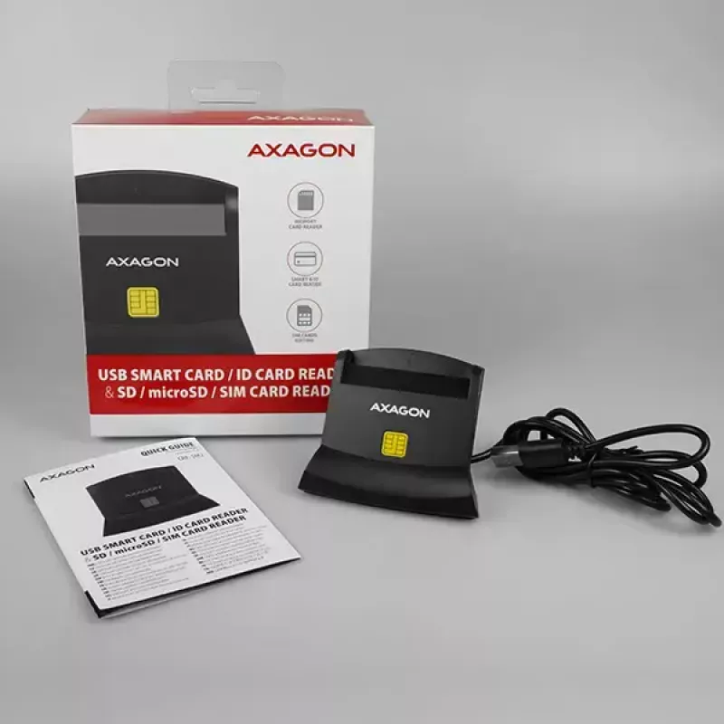 Leitor de cartões smartcard Axagon CRE-SM2 USB 2.0 preto, cabo de 1,3 m