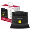 Leitor de cartões smartcard Axagon CRE-SM2 USB 2.0 preto, cabo de 1,3 m