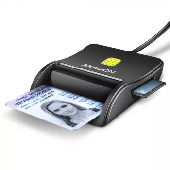 Leitor de cartões smartcard e SD/microSD/SIM plano Axagon CRE-SM3SD USB para interior USB 2.0 preto
