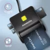 Leitor de cartões smartcard e SD/microSD/SIM plano Axagon CRE-SM3SD USB para interior USB 2.0 preto