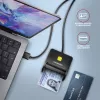 Leitor de cartões smartcard e SD/microSD/SIM plano Axagon CRE-SM3SD USB para interior USB 2.0 preto