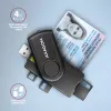 Leitor de cartões smartcard e SD/microSD/SIM PocketReader Axagon CRE-SMP2A USB para interior USB Type-A/USB Type-C preto