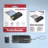 Leitor de cartões smartcard e SD/microSD/SIM PocketReader Axagon CRE-SMP2A USB para interior USB Type-A/USB Type-C preto