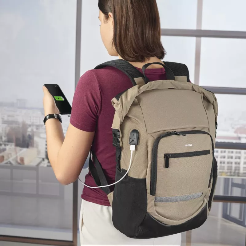 Mochila Hama Terra 39,6 cm (15,6 polegadas) bege, preto