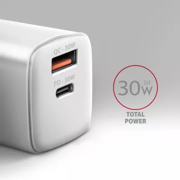 Carregador Axagon ACU-PQ30W QC3.0 30W USB-C branco