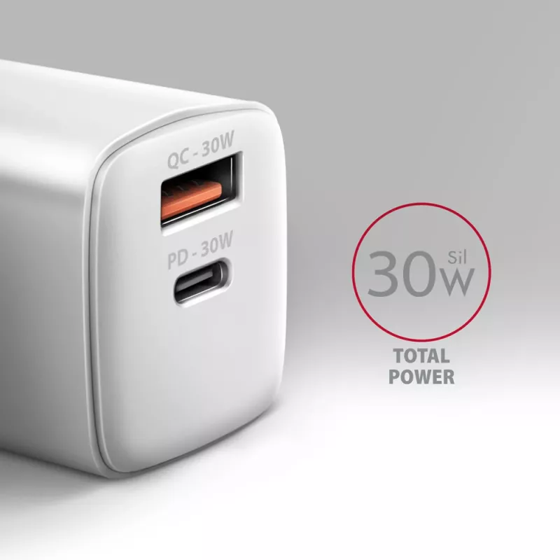 Carregador Axagon ACU-PQ30W QC3.0 30W USB-C branco