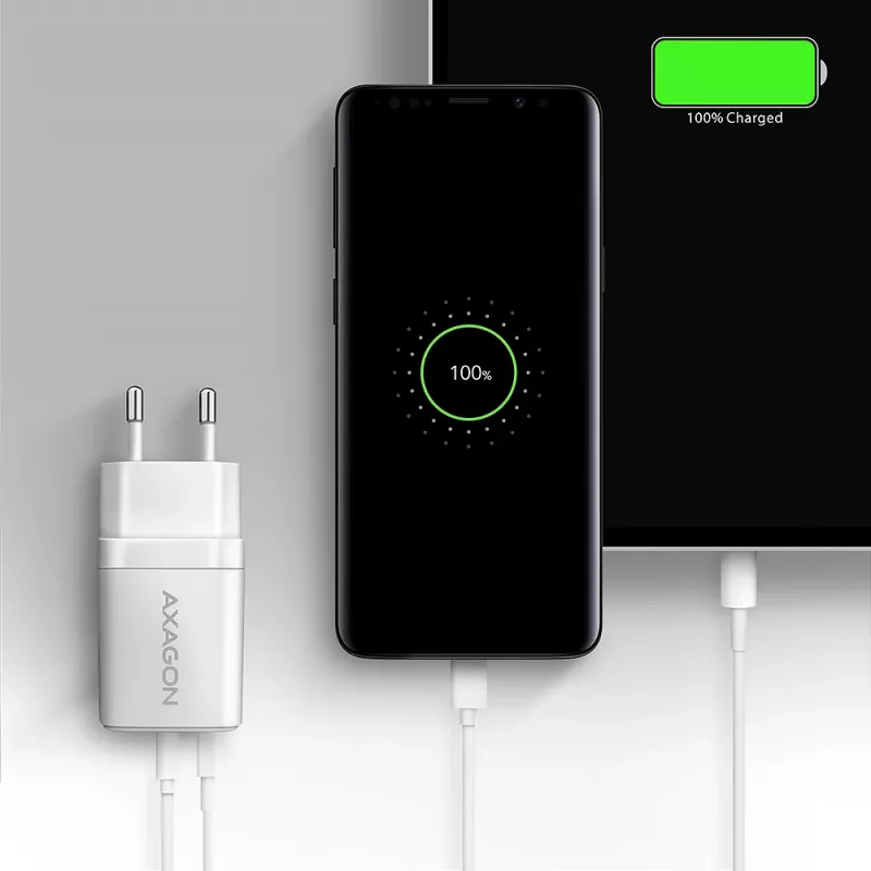 Carregador Axagon ACU-PQ30W QC3.0 30W USB-C branco