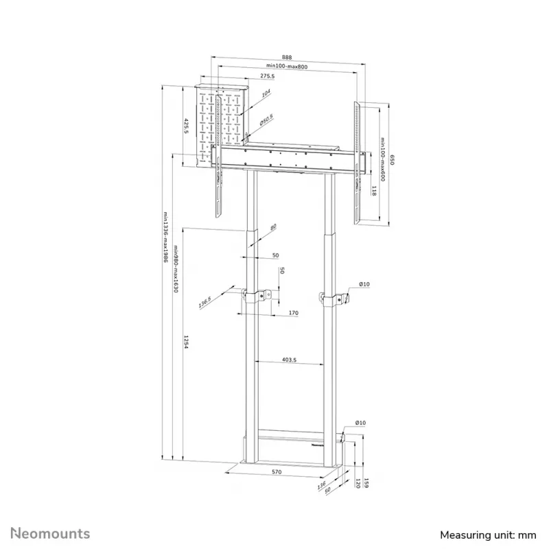 Suporte de chão para TV Neomounts WL55-875BL1 55-100 polegadas - parede - motorizado - TÜV