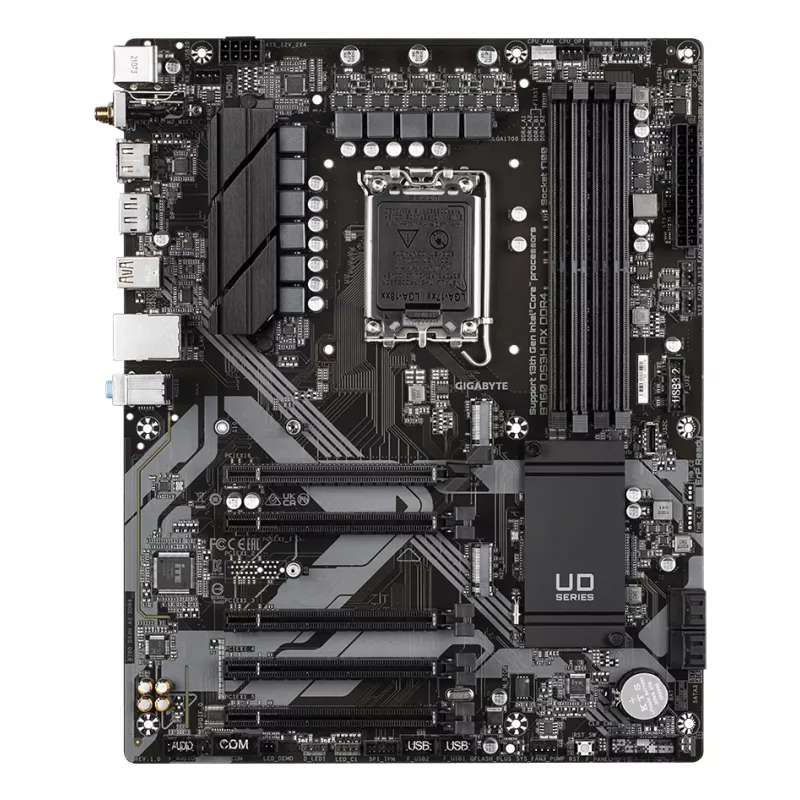 Placa-mãe GIGABYTE B760 DS3H AX DDR4 - Suporta CPUs Intel Core 14, VRM digital 8+2+1 fases, até 5333MHz DDR4 (OC), 2xPCIe 4.0 M.2, Wi-Fi 6E, GbE LAN, USB 3.2 Gen 2