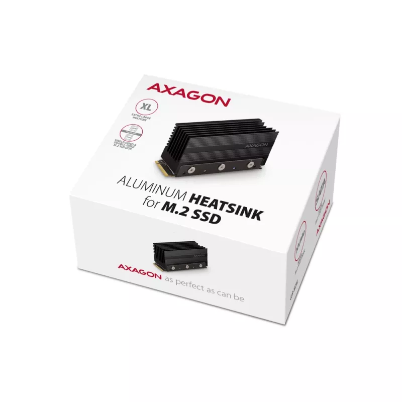 Dissipador passivo de alumínio Axagon CLR-M2XL para unidades SSD M.2 de um e dois lados, tamanho 2280, altura 36 mm