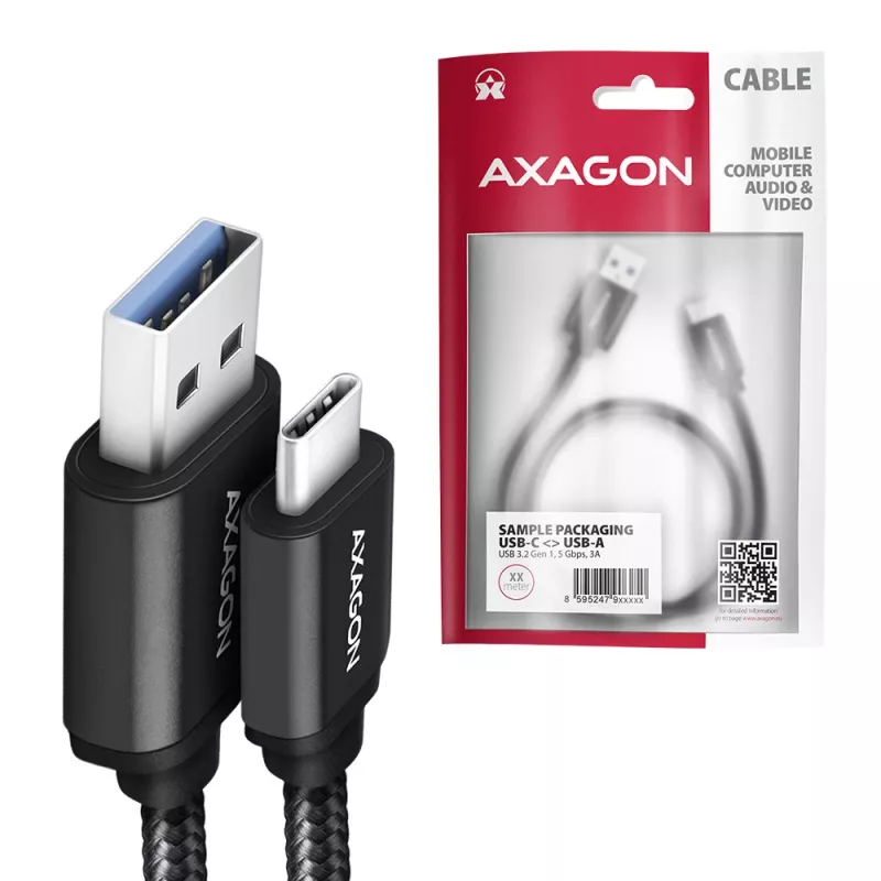Cabo USB Axagon BUCM3-AM10AB USB 3.2 Gen 1 1 m USB C USB A preto
