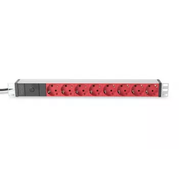 Digitus DN-95410 PDU de rack 1U em alumínio, 8x Schuko, 2 m, ficha IEC C14