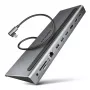 Docking station Axagon HMC-4KX3 Hub USB-C 5Gbps, 3x USB-A, 2x HDMI, DP, RJ-45, SD/microSD, Áudio, PD 100W, Cabo 40cm