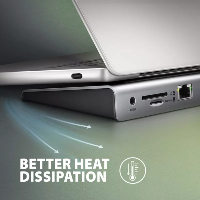 Docking station Axagon HMC-4KX3 Hub USB-C 5Gbps, 3x USB-A, 2x HDMI, DP, RJ-45, SD/microSD, Áudio, PD 100W, Cabo 40cm