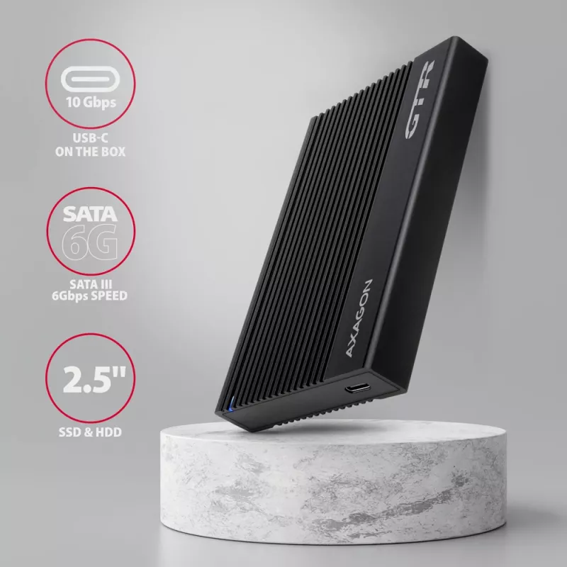 Caixa HDD/SSD Axagon EE25-GTR USB-C 3.2 Gen 2 Preto 2,5 polegadas
