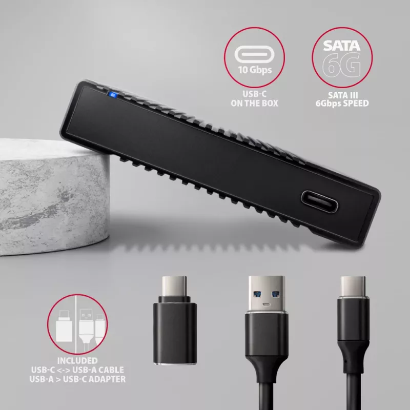 Caixa HDD/SSD Axagon EE25-GTR USB-C 3.2 Gen 2 Preto 2,5 polegadas