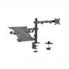 Suporte de monitor Gembird MA-DA-03 para ecrãs de 32 polegadas, grampo de mesa/passagem, braço duplo, VESA 75x75–100x100, preto