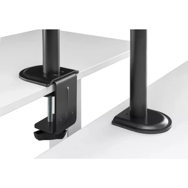 Suporte de monitor Gembird MA-DA-03 para ecrãs de 32 polegadas, grampo de mesa/passagem, braço duplo, VESA 75x75–100x100, preto