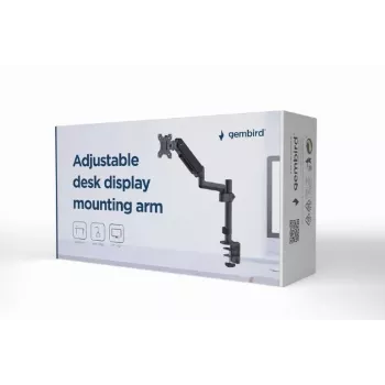 Suporte de monitor GEMBIRD MA-DA1P-01 — suporte de mesa de 1 braço para ecrãs 17–32 polegadas, VESA 75x75–100x100, carga máx. 9 kg, preto