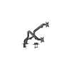 Suporte de monitor GEMBIRD MA-DA2-02 Preto, braço duplo para 2 ecrãs até 32 polegadas, VESA 75x75–100x100, montagem por grampo ou passagem, carga máx. 16 kg