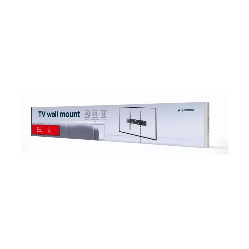 Suporte de TV Gembird WM-70F-01 Preto para televisores 37–70 polegadas, 40 kg, VESA 200x200–600x400, 2,5 cm plano