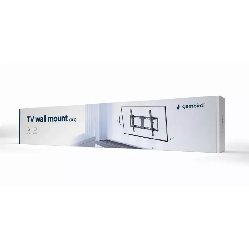Suporte de parede para TV GEMBIRD WM-80T-01 para ecrãs 37–80 polegadas, aço, inclinável -12°/+3°, VESA 200x200–600x400, 70 kg