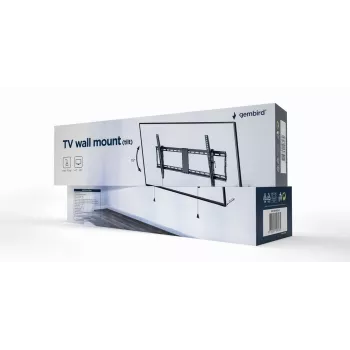 Suporte de parede para TV Gembird WM-90T-01 para ecrãs de 43–90 polegadas, VESA 200x200–800x400, inclinação -12°–3°, 70 kg de capacidade de carga, preto