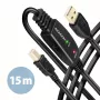 Axagon ADR-215B Cabo ativo de ligação/repetidor USB 2.0 A-M -> B-M 15 m