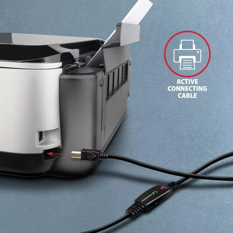 Axagon ADR-215B Cabo ativo de ligação/repetidor USB 2.0 A-M -> B-M 15 m