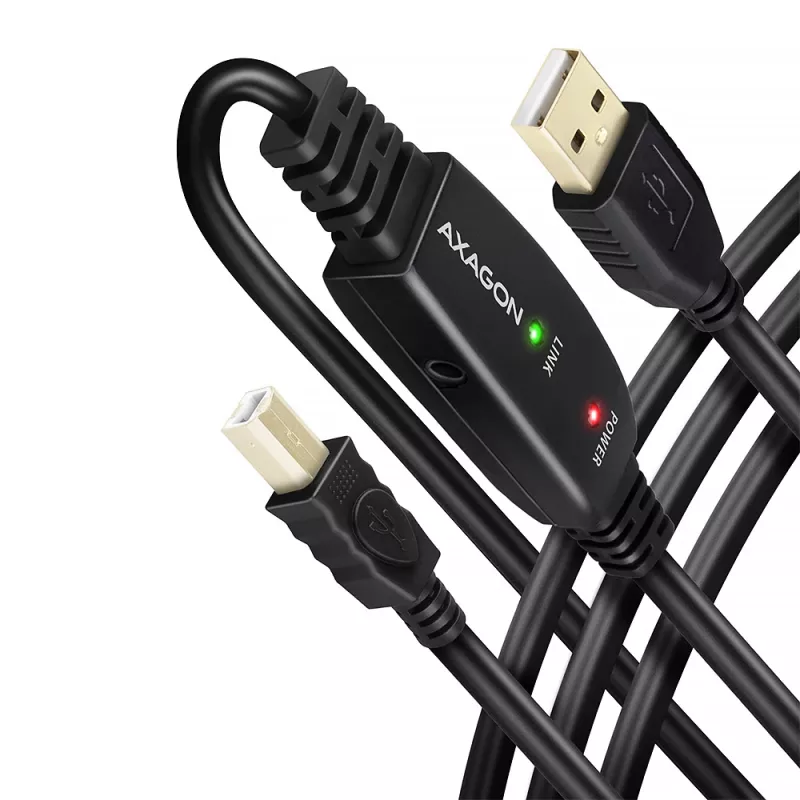 Axagon ADR-220B Cabo ativo de ligação/repetidor USB 2.0 A-M -> B-M 20 m