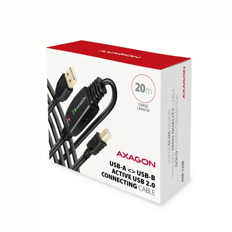 Axagon ADR-220B Cabo ativo de ligação/repetidor USB 2.0 A-M -> B-M 20 m