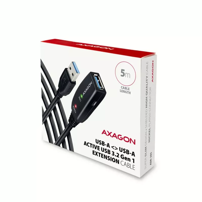 Axagon ADR-305 Cabo ativo de extensão/repetidor USB 3.2 Gen 1 A-M -> A-F 5 m
