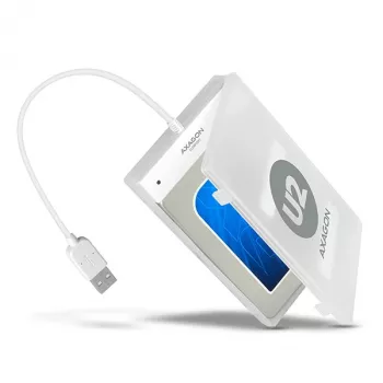 Axagon ADSA-1S USB 2.0 - 2.5 polegadas HDD SATA, Caixa HDD/SSD, 2.5 polegadas, Serial ATA, Serial ATA II, Serial ATA III, 0.48 Gbit/s, Ligação USB, Branco
