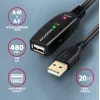 Axagon ADR-220 Cabo ativo de extensão/repetidor USB 2.0 A-M -> A-F 20 m