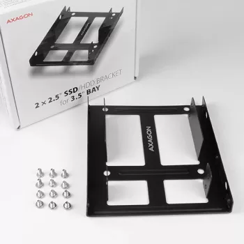 Axagon RHD-225 METAL Suporte para 2x 2,5 polegadas HDD/SSD em baia de 3,5 polegadas, suporte de ventoinha