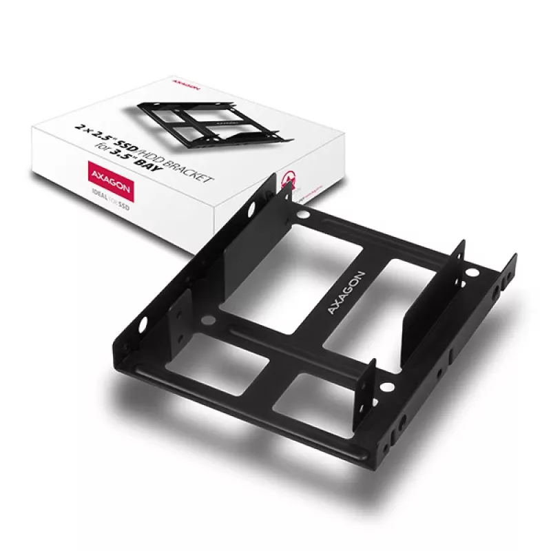 Axagon RHD-225 METAL Suporte para 2x 2,5 polegadas HDD/SSD em baia de 3,5 polegadas, suporte de ventoinha