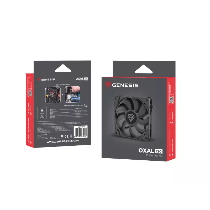 GENESIS Oxal 120 Ventoinha para caixa de computador 12 cm Preto 1 unid.