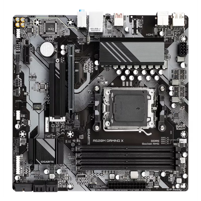 Placa-mãe GIGABYTE A620M GAMING X – Compatível com CPUs AMD Ryzen 8000, VRM digital 8+2+1 fases, até 8000 MHz DDR5 (OC), 1x PCIe 4.0 M.2, GbE LAN, USB 3.2 Gen 2