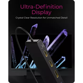 Docking station móvel ICY BOX 11-em-1 com saída de vídeo tripla
