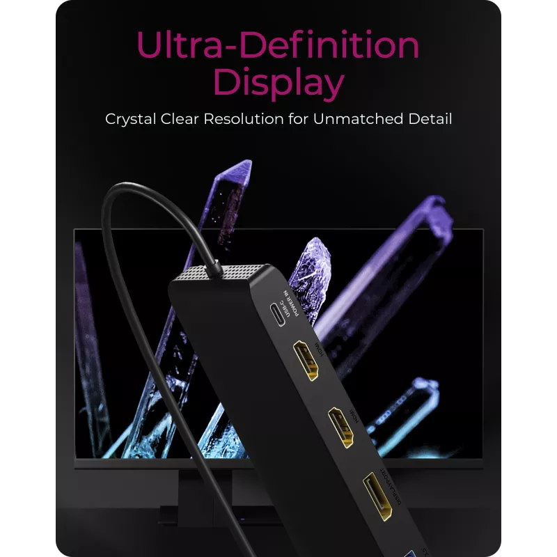 Docking station móvel ICY BOX 11-em-1 com saída de vídeo tripla