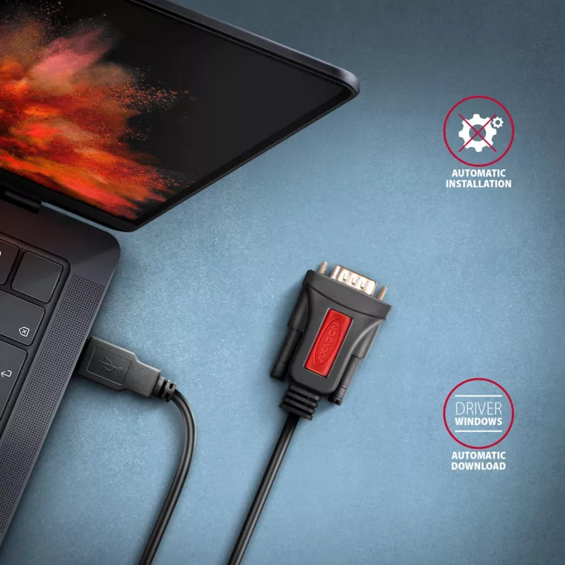 Cabo adaptador Axagon ADS-1PSN USB-A 2.0 - série RS-232 DB9-M Prolific 1,5 m