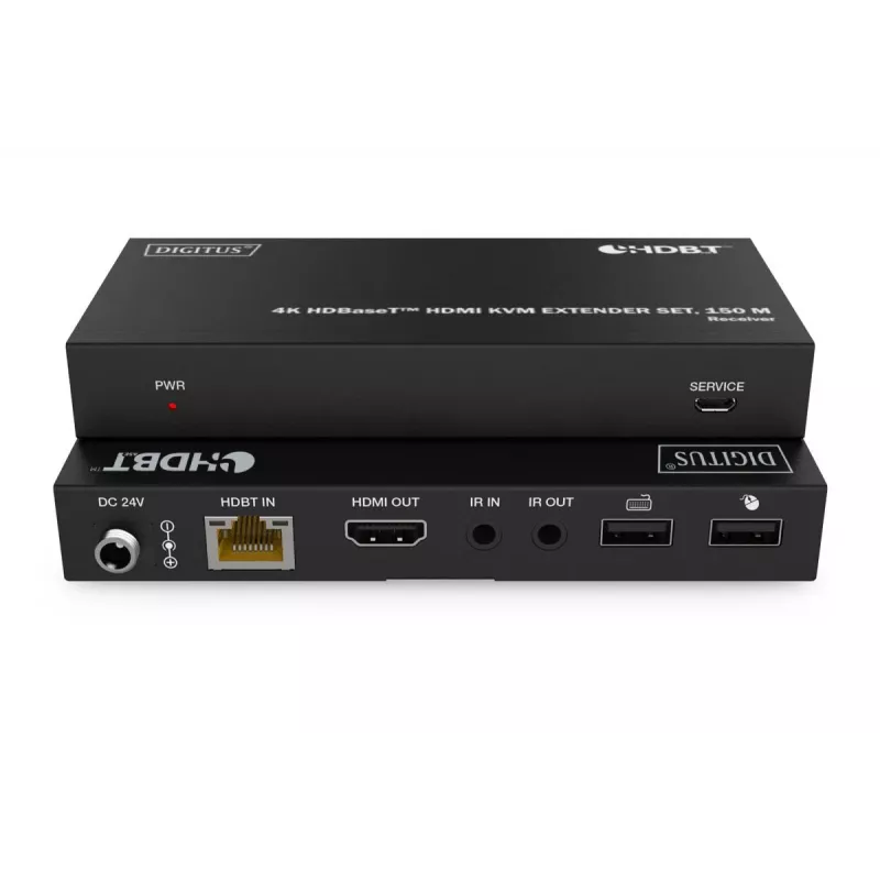 Extensor HDBaseT KVM DIGITUS Set - 150m 4K/60Hz USB 1.1 PoC IR preto