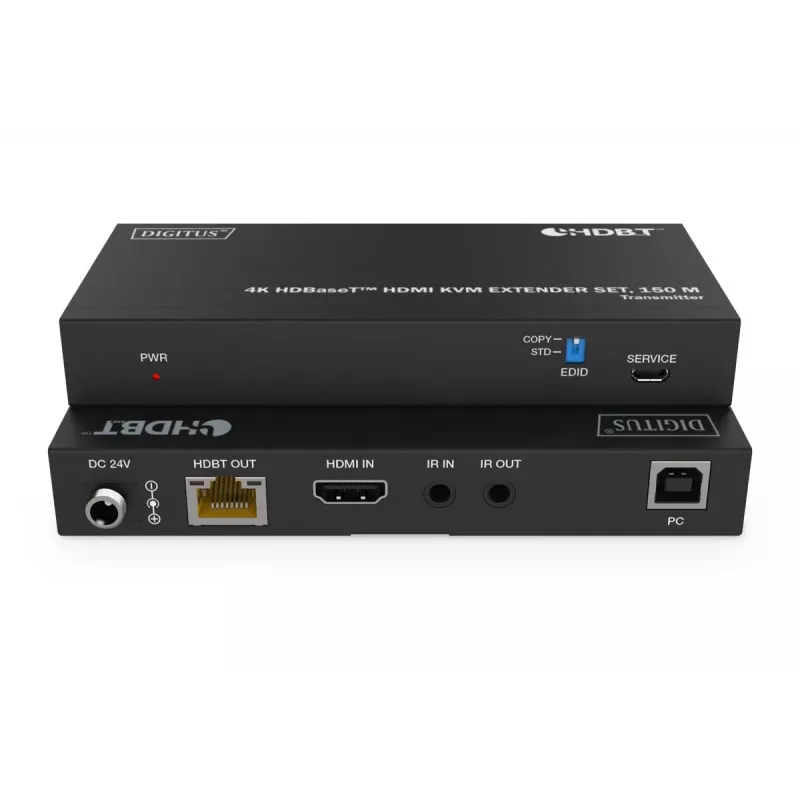 Extensor HDBaseT KVM DIGITUS Set - 150m 4K/60Hz USB 1.1 PoC IR preto