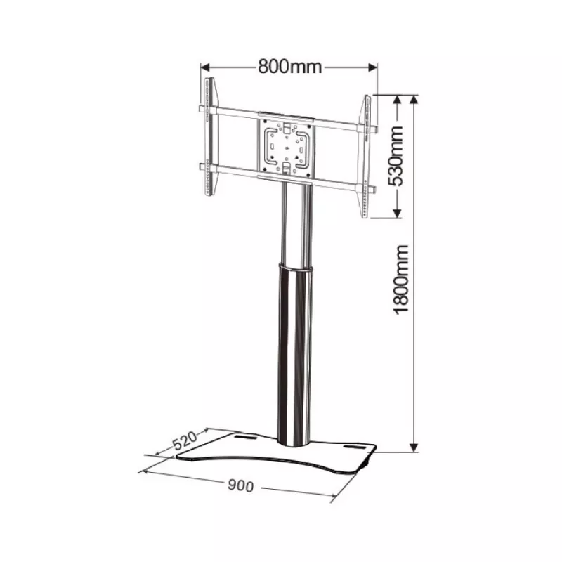 Techly ICA-TR39 suporte de chão para TV, 32-70 polegadas, 40 kg, VESA 800x400, preto/prateado