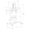 Techly ICA-TR230 carrinho móvel para TV de 52-110 polegadas, altura ajustável 1550-1820 mm, VESA até 1200x600, 120 kg, 2 prateleiras, preto