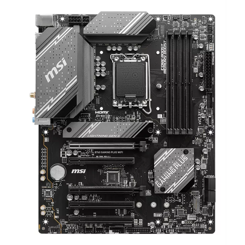 Placa-mãe MSI B760 GAMING PLUS WIFI — Intel B760, LGA 1700, ATX, DDR5, 4 DIMM, Wi‑Fi 6E, 2.5Gb LAN